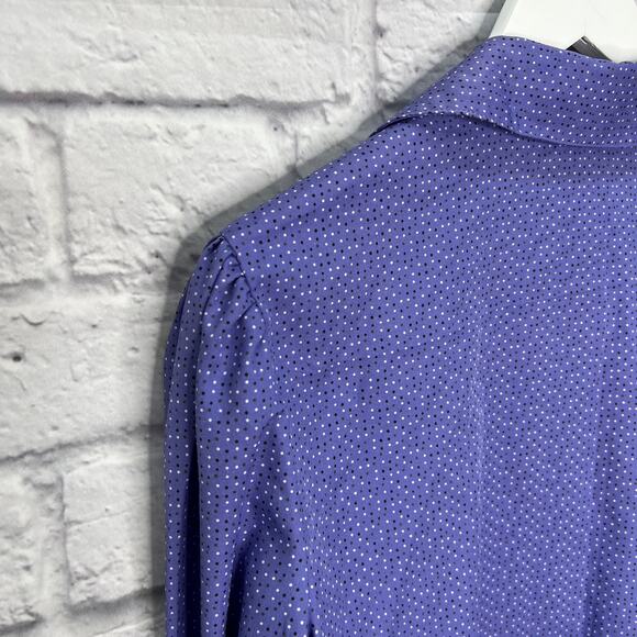 Vintage Pins and Needles Womens Blouse Purple Dot Size M 80s long Sleeve Button - Picture 7 of 8